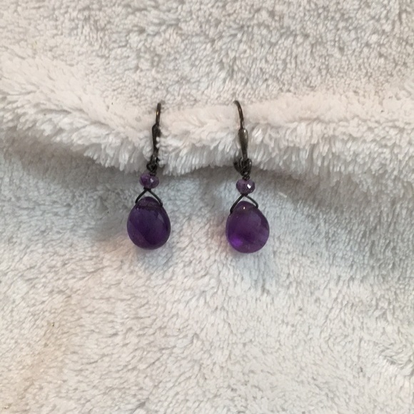 Amethyst drop earrings - Picture 1 of 2
